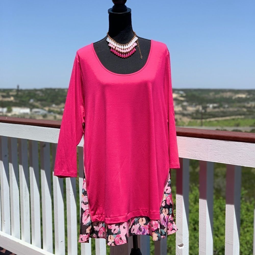 Kate & Mallory Zipper Pink Tunic Dress/Top